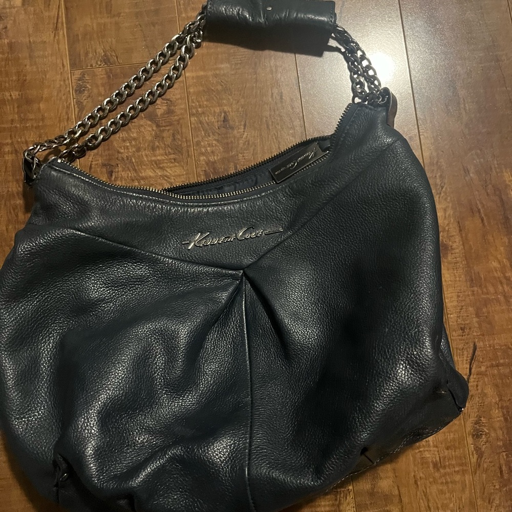 Kenneth Cole New York Blue Leather Hobo Bag